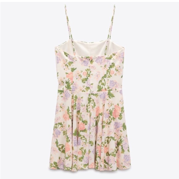NWT ZARA MINI FLORAL DRESS WITH STRAIGHT NECKLINE AND ADJUSTABLE SIZE M NWT - Picture 2 of 3